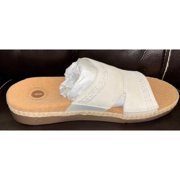 New Women's Waco Fiona Slide in Oatmeal Size 7.5 Suede Leather Greek Design - Picture 5 of 12